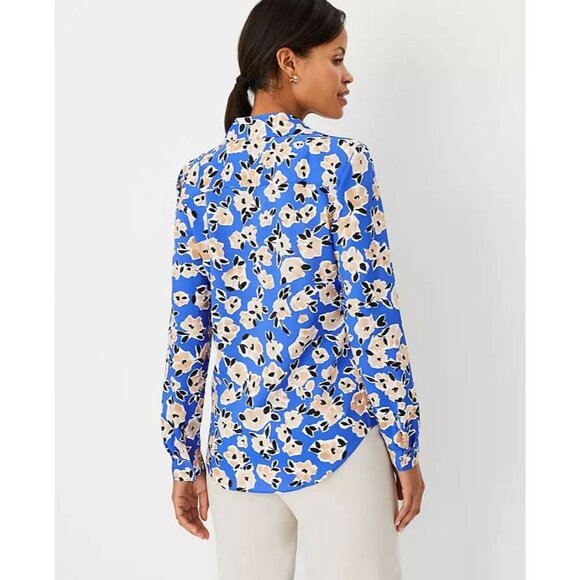 Ann Taylor Womens XL Floral Button Up Essential Shirt Long Sleeve Blouse Top - Picture 4 of 12